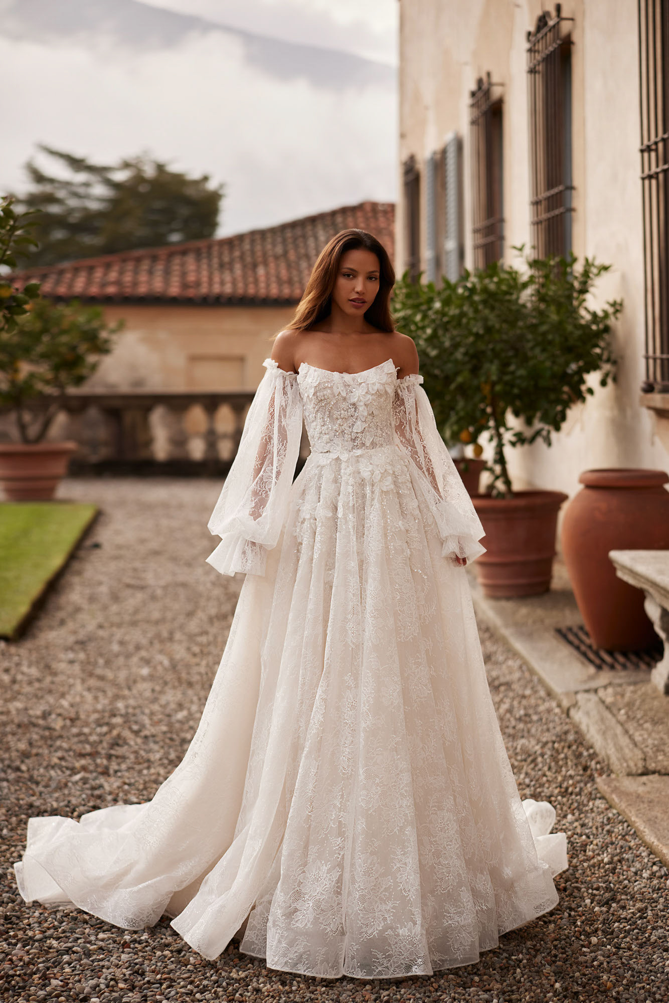 Clarisse Brautkleid allover Spitze mit Off Shoulder